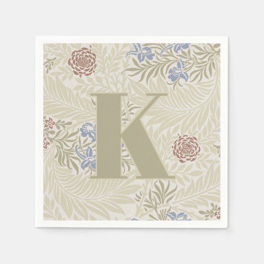 Serviette En Papier William Morris Lt Blue & Rust Larkspur Motif (Devant)