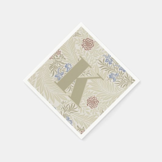 Serviette En Papier William Morris Lt Blue & Rust Larkspur Motif (Coin)