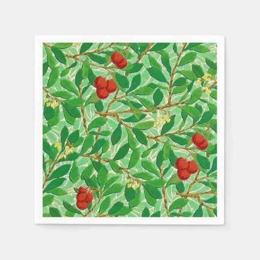 Serviette En Papier William Morris Lychee Motif d'arbre, vert clair (Devant)
