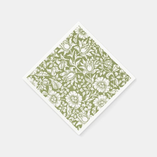 Serviette En Papier William Morris Mallow Motif vert (Coin)