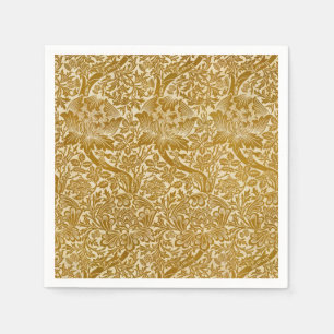 Serviette En Papier William Morris Rose & chardon Floral Golden
