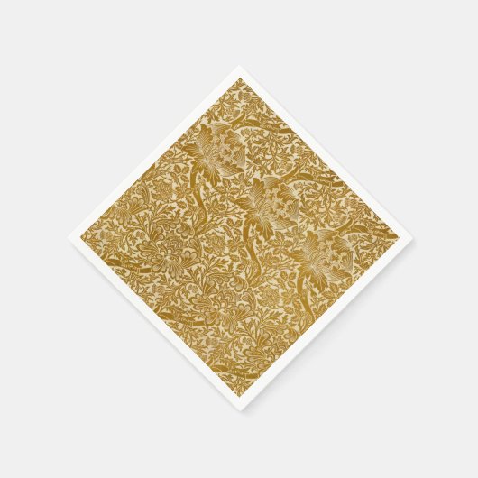 Serviette En Papier William Morris Rose & chardon Floral Golden (Coin)