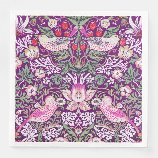 Serviette En Papier William Morris Strawberry Thief Motif (Devant)