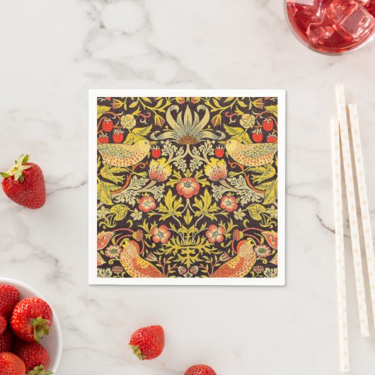 Serviette En Papier William Morris Strawberry Thief Motif (En situation)