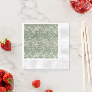 Serviette En Papier William Morris tulip fond textile vert