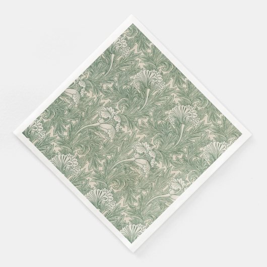 Serviette En Papier William Morris tulip fond textile vert (Coin)
