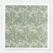 Serviette En Papier William Morris tulip fond textile vert (Devant)