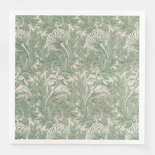 Serviette En Papier William Morris tulip fond textile vert (Devant)