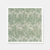 Serviette En Papier William Morris tulip fond textile vert (Devant)