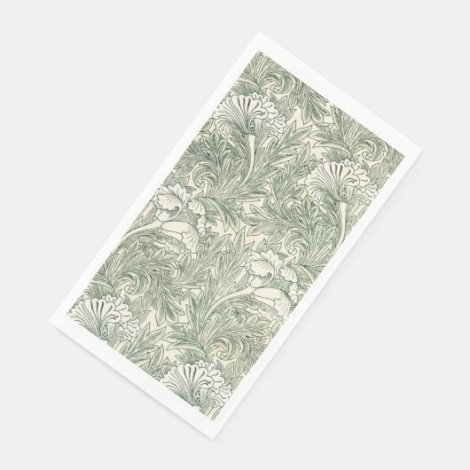 Serviette En Papier William Morris tulip fond textile vert (Coin)