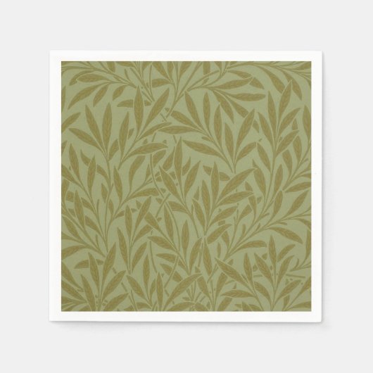 Serviette En Papier William Morris Willow Antique Green Leaf Vine Art (Devant)