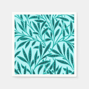Serviette En Papier William Morris Willow Motif, Turquoise & Aqua