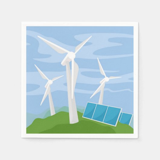 Serviette En Papier Windmills et cellules solaires (Devant)