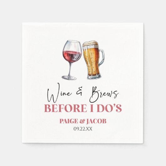 Serviette En Papier Wine and Brews Before I Do's Rehearsal Dinner (Devant)