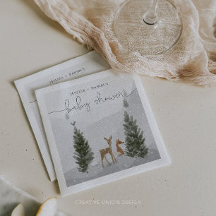Serviette En Papier Winter Boho Woodland Baby shower Cocktail Napkin