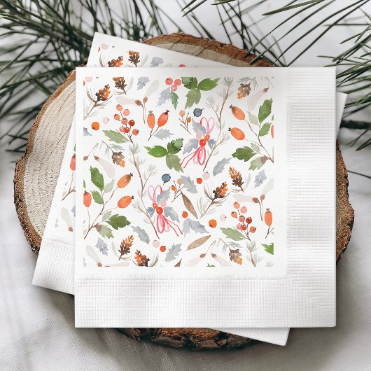 Serviette En Papier Winter Botanical Berries & Foliage Holiday