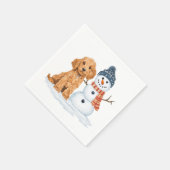 Serviette En Papier Winter Goldendoodle Dog Cute Snowman (Coin)