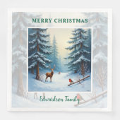 Serviette En Papier Winter merveilleland Joyeux Noël nom de famille (Devant)