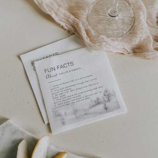 Serviette En Papier Winter Mountain Forest Trivia Fun Faits Mariage