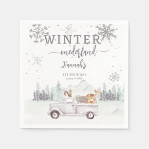Serviette En Papier Winter Onederland 1er anniversaire fête