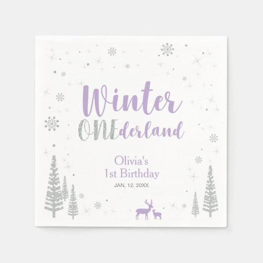 Serviette En Papier Winter Onederland 1er Anniversaire Papier de fête (Devant)