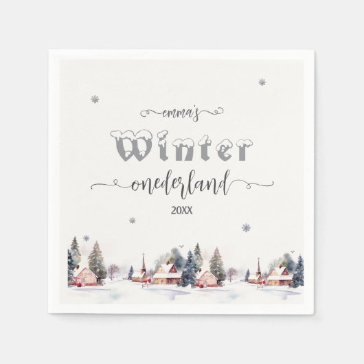 Serviette En Papier Winter onederland 1st birthday (Devant)