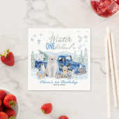 Serviette En Papier Winter Onederland Arctic Animal Boy 1st Birthday (En situation)