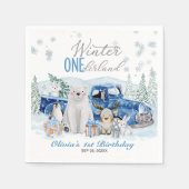 Serviette En Papier Winter Onederland Arctic Animal Boy 1st Birthday (Devant)