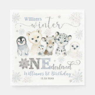 Serviette En Papier Winter Onederland Arctic Animals Snow 1st Birthday