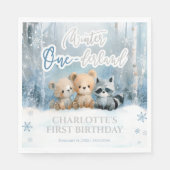 Serviette En Papier Winter Onederland Bear Blue First Birthday Party (Devant)