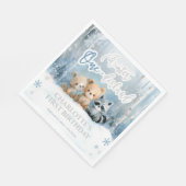 Serviette En Papier Winter Onederland Bear Blue First Birthday Party (Coin)