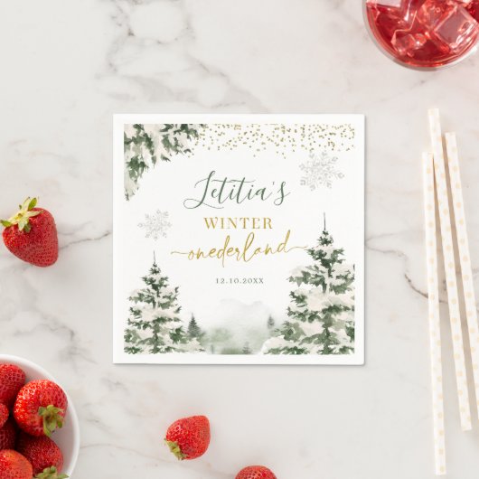 Serviette En Papier Winter Onederland Forest Premier document d'annive (En situation)