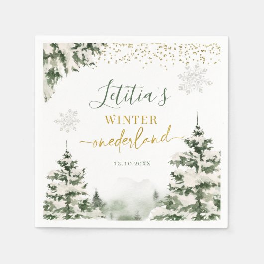 Serviette En Papier Winter Onederland Forest Premier document d'annive (Devant)