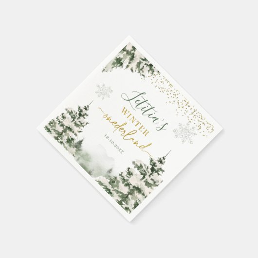 Serviette En Papier Winter Onederland Forest Premier document d'annive (Coin)