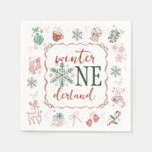 Serviette En Papier Winter ONEderland Party Napkin (Devant)