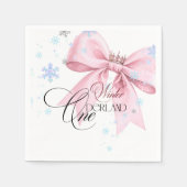 Serviette En Papier Winter ONEderland Pink Bow 1st Birthday Party (Devant)