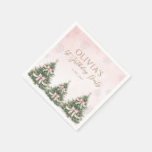 Serviette En Papier Winter Onederland Pink Bow Pine Trees 1st Birthday (Coin)