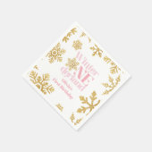 Serviette En Papier Winter Onederland Pink Gold Snowflake 1er annivers (Coin)
