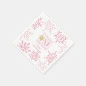 Serviette En Papier Winter Onederland Pink Snowflake 1er anniversaire (Coin)