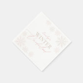 Serviette En Papier Winter Onederland Pink Snowflake 1er anniversaire (Coin)