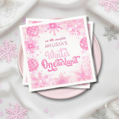 Serviette En Papier Winter Onederland Pink Snowflakes Fille d'annivers