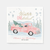 Serviette En Papier Winter Onederland Pink Truck First Birthday (Devant)