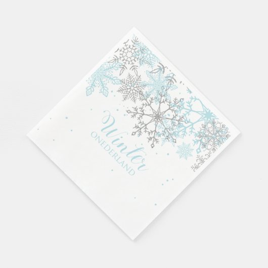 Serviette En Papier Winter Onederland premier anniversaire bleu et arg (Coin)