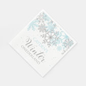 Serviette En Papier Winter Onederland premier anniversaire bleu et arg (Coin)