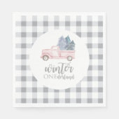 Serviette En Papier Winter Onederland Premier anniversaire camion rose (Devant)