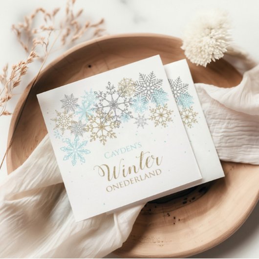 Serviette En Papier Winter Onederland premier anniversaire Snowflake N
