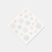Serviette En Papier Winter Onederland Silver Pink Parties scintillant  (Coin)