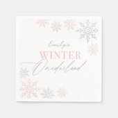 Serviette En Papier Winter Onederland Silver Pink Parties scintillant  (Devant)