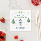 Serviette En Papier Winter Onederland Snowman 1er anniversaire (En situation)