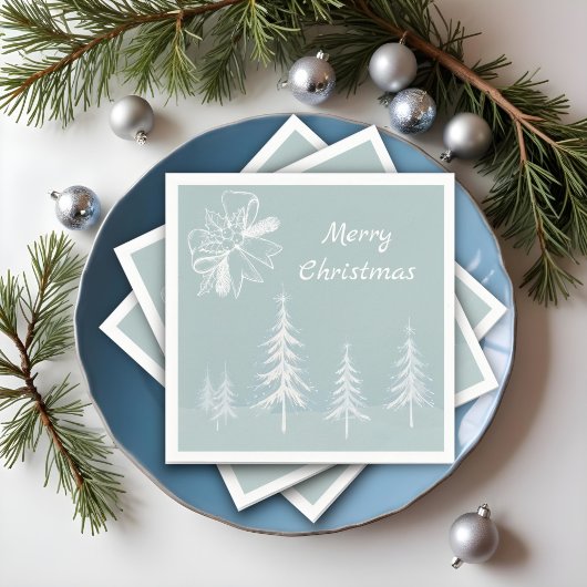 Serviette En Papier Winter Scene Snowy Forest Christmas 